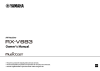 Yamaha RX-V683 - Owners manual 